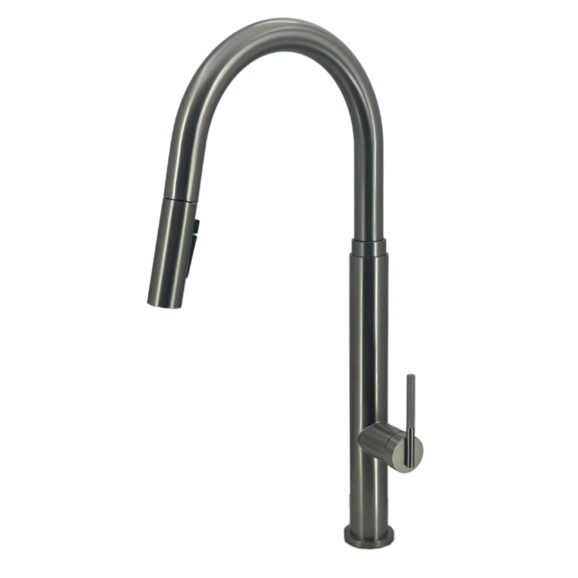 Misturador Gourmet Monocomando Extensível Round Aço Escovado