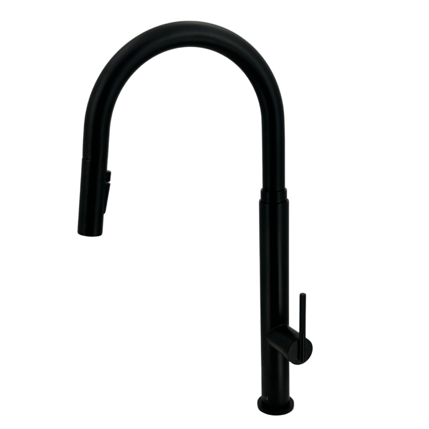 Misturador Gourmet Monocomando Extensível Round Preto Fosco