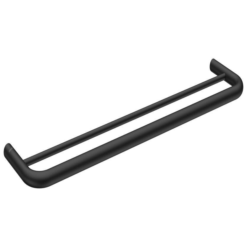 Toalheiro Porta Toalhas de Banho de Parede Duplo 60 Round Preto Fosco