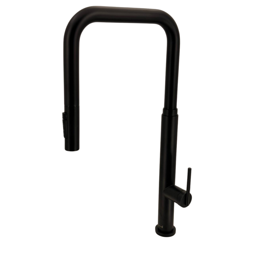Misturador Gourmet Monocomando Extensível Square Preto Fosco
