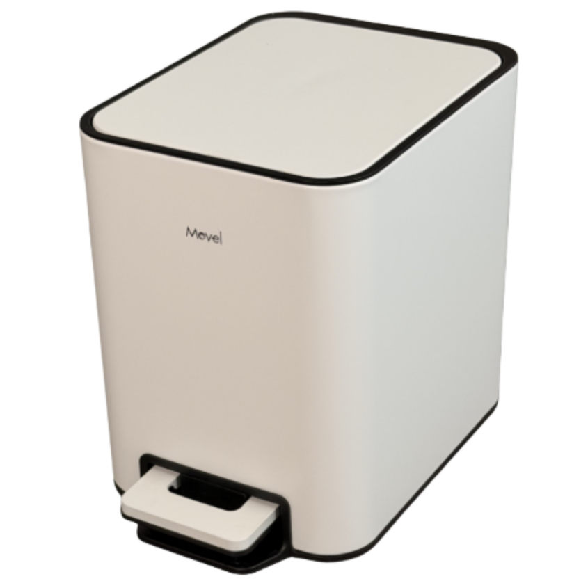 Lixeira lux com Pedal e Balde Removível 6l Branco Fosco