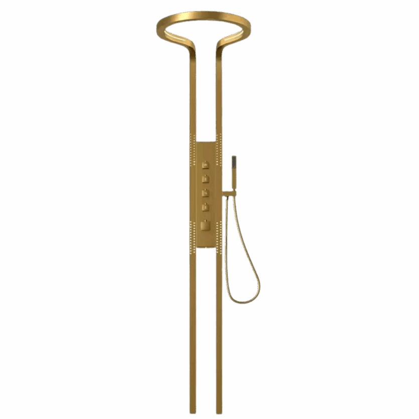 Chuveiro Vertical de Parede Round Gold Dourado Escovado