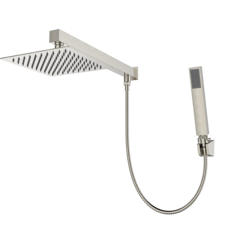 Chuveiro de Parede Com Desviador Square Slim 20x20 Aço Escovado